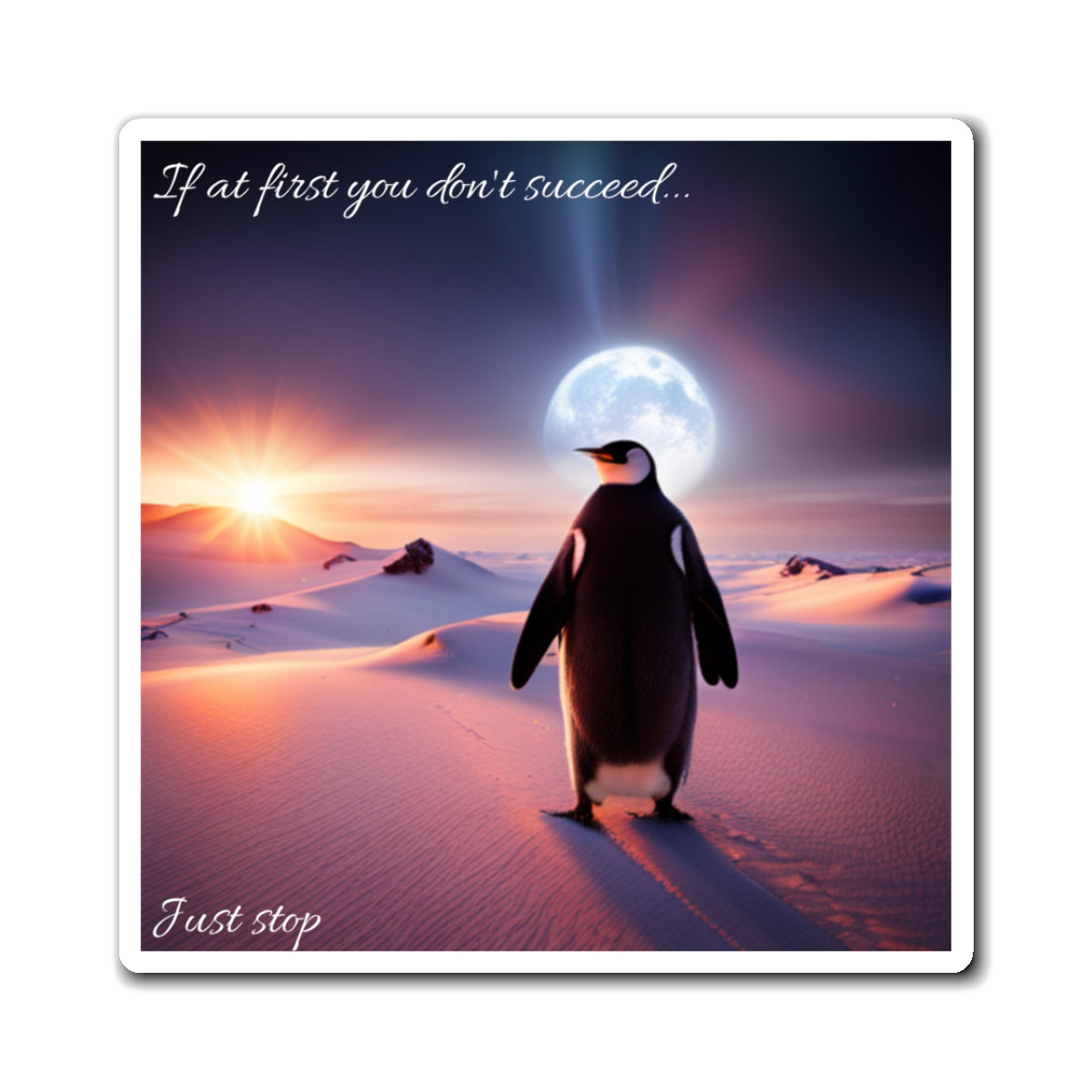 Penguin Motivation Magnets If at first you dont succeed