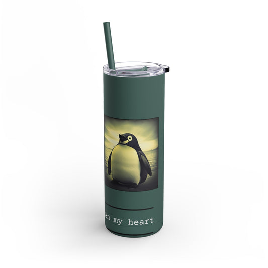 Penguin Love Green Skinny Matte Tumbler, 20oz