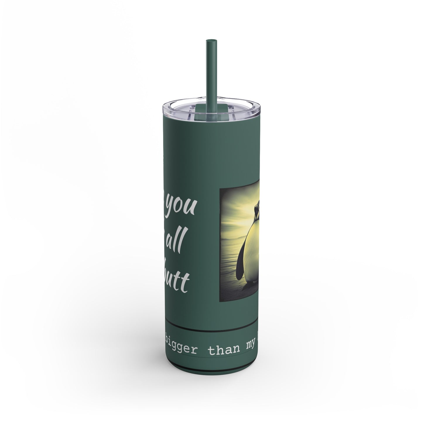 Penguin Love Green Skinny Matte Tumbler, 20oz